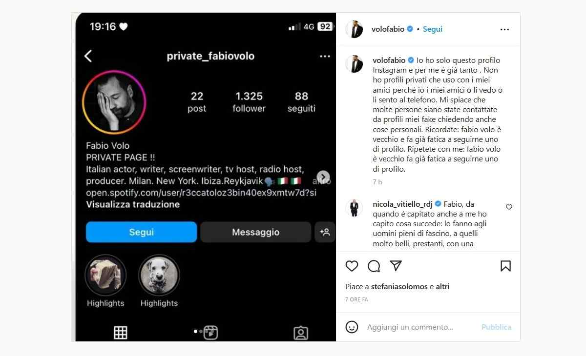 Fabio Volo profili fake instagram
