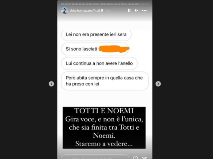 Clamorosa voce su Francesco Totti e Noemi Bocchi