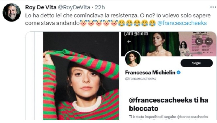 Tweet De Vita a Francesca Michielin