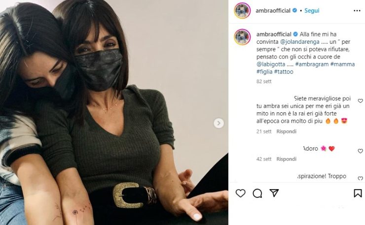 ambra angiolini figlia jolanda tatuaggio